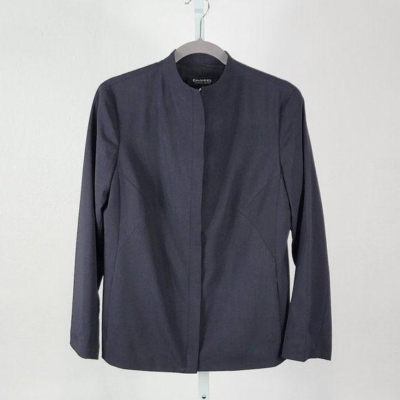 EMANUEL UNGARO blazer full zipper round neck black Sz 8/42 - Picture 5 of 7